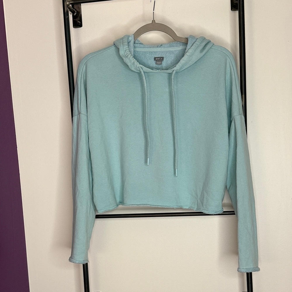 Aerie Cropped Hoodie Sweatshirt | Mint Blue